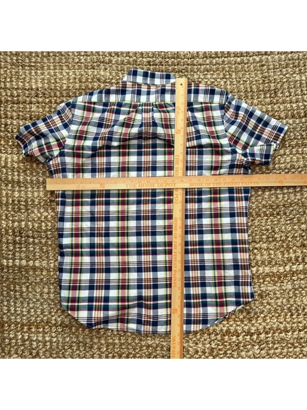 Polo Ralph Lauren Classic Fit Plaid Oxford Shirt (Large) Red Blue